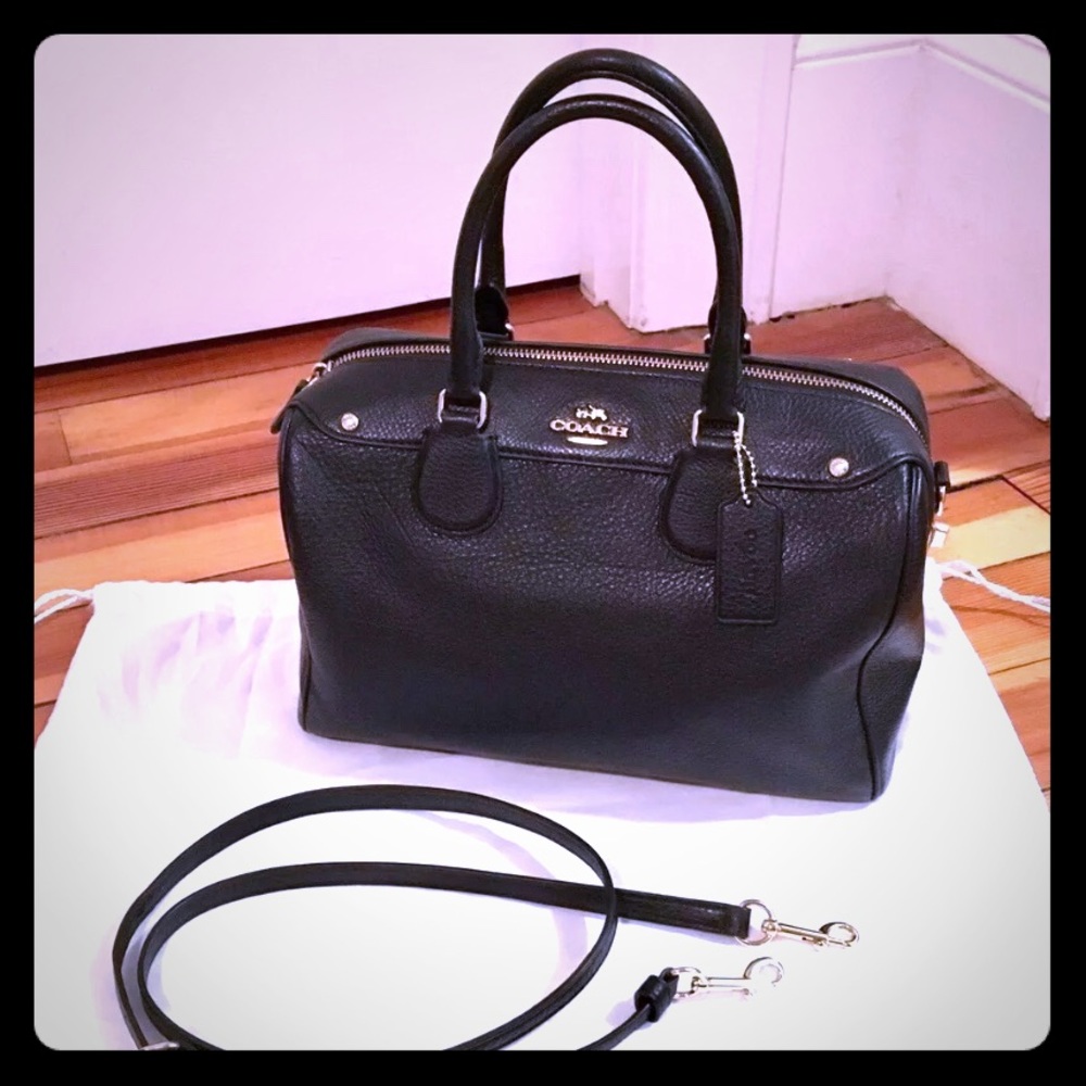 Coach NWT Bennett Satchel Blk Pebble Lthr F36672
